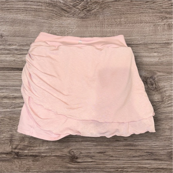 Pink Ruched Ruffled Mini Skater Skirt - Picture 4 of 4